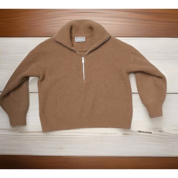 Everlane Felted Extra Fine Ribbed Merino Half-Zip Sweater Womens Very Soft M - Picture 3 of 7